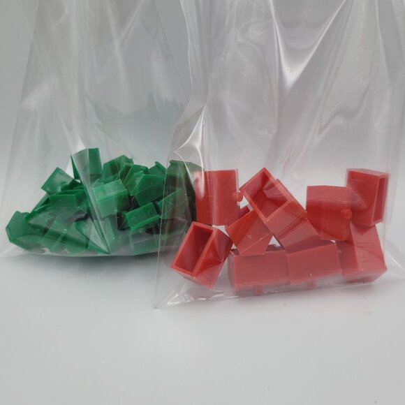 Monopoly Original Replacement Piece House Hotel Plastic 1974 Estate Green Red - Picture 2 of 4